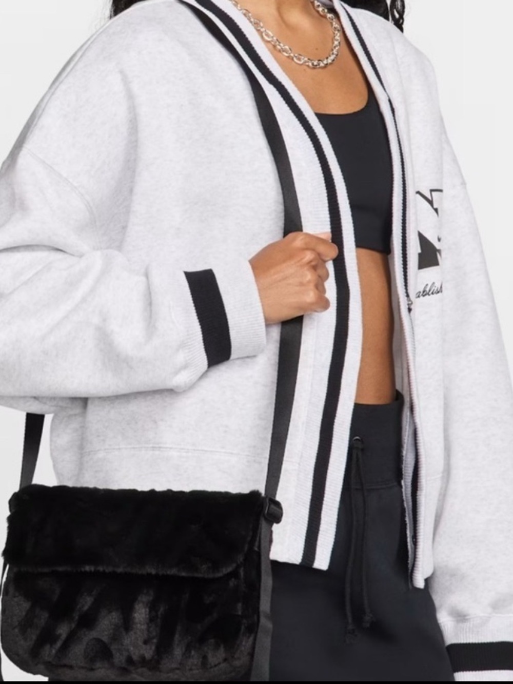 Nike Black Faux Fur Crossbody Bag